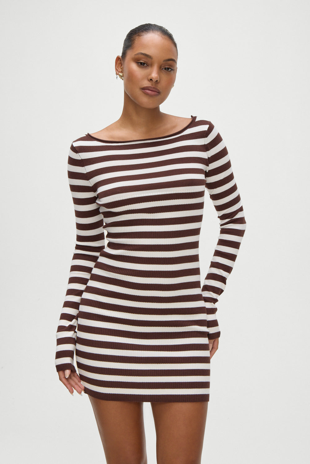 Luca Knit Mini Dress  Brown Sugar Stripe