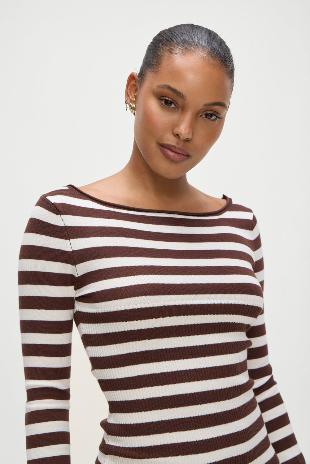 Luca Knit Mini Dress  Brown Sugar Stripe