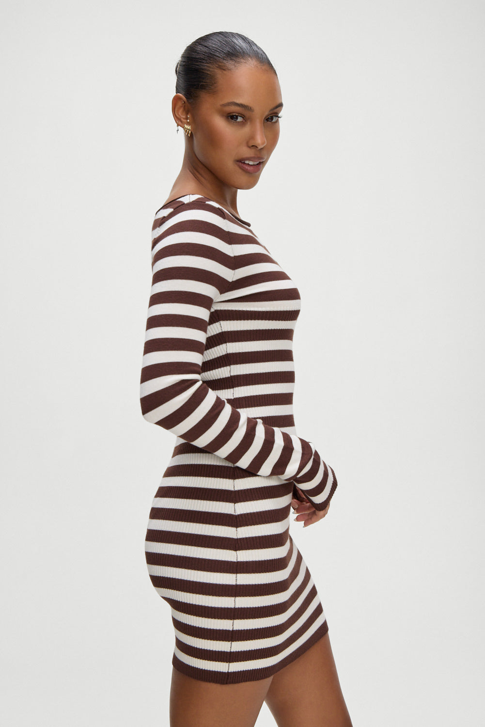 Luca Knit Mini Dress  Brown Sugar Stripe