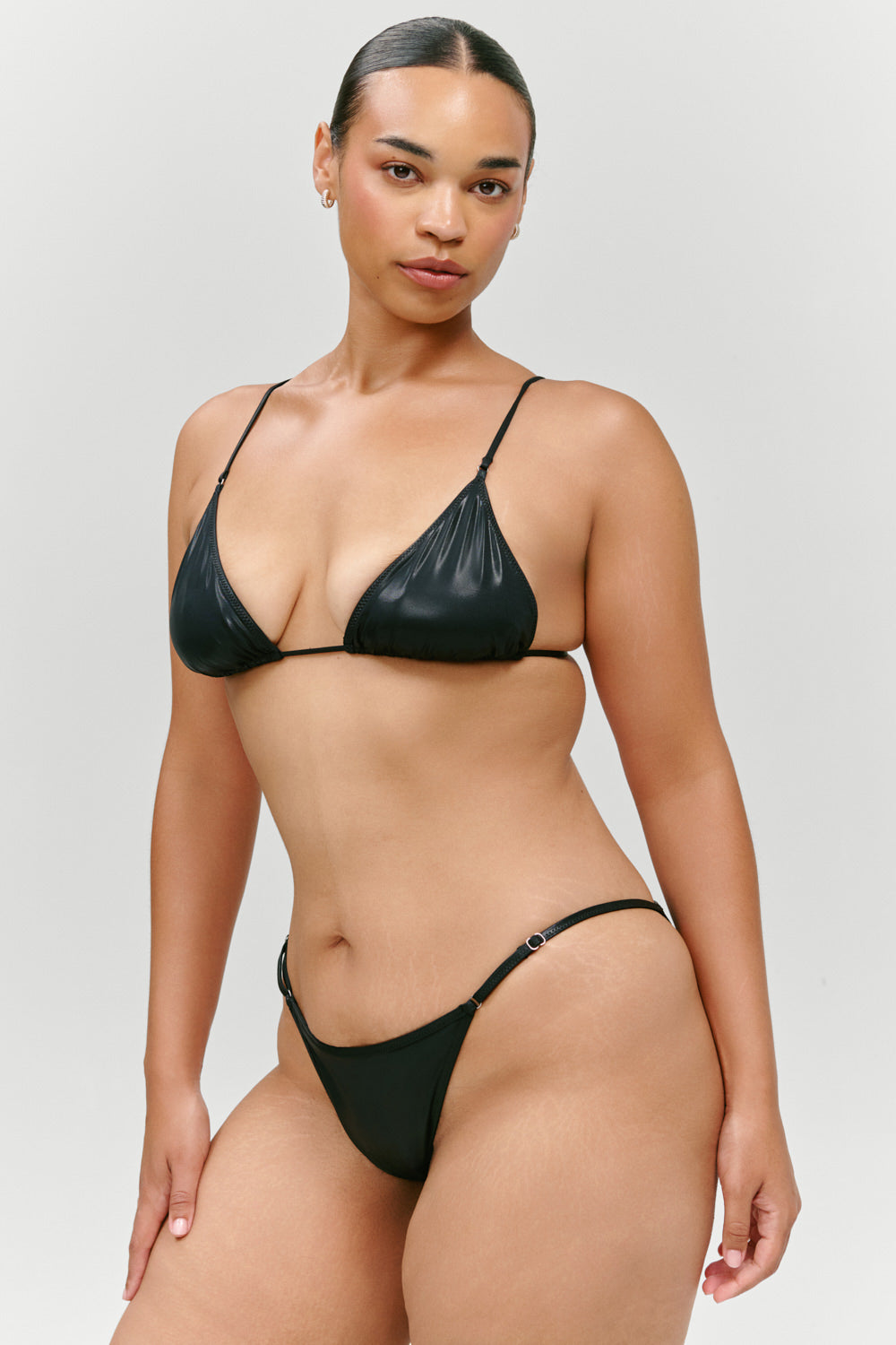 x KHY Luna Metallic Bikini Bottom  Black Chrome