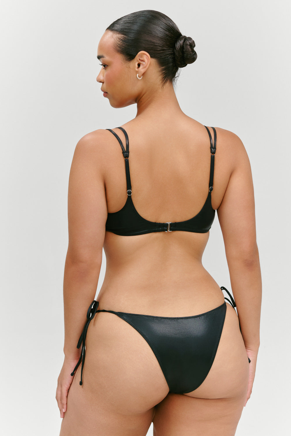 x KHY Cherish Metallic Push Up Bikini Top  Black Chrome