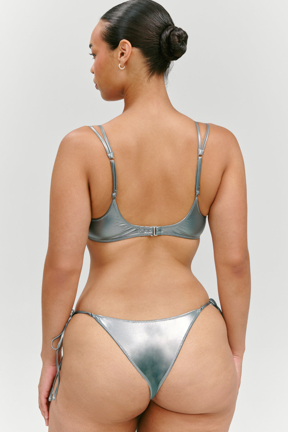 x KHY Mackenzie Metallic String Bikini Bottom  Chrome