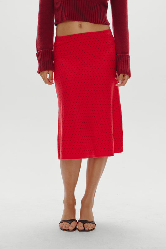 Product--Magnolia Knit Midi Skirt - Cranberry
