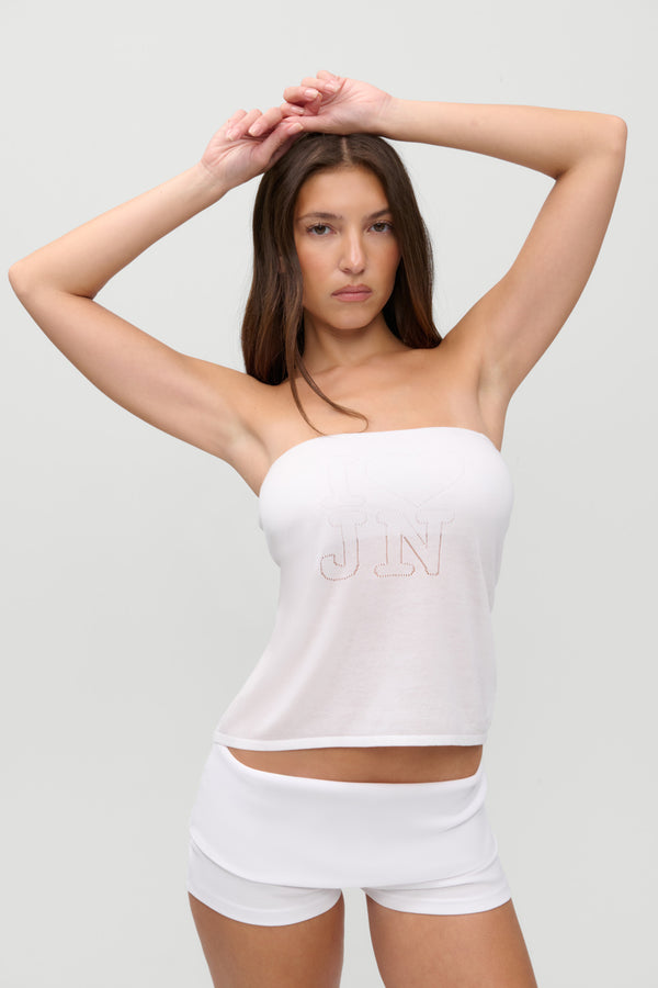 X j e n n i e margot knit tube top -  optic white