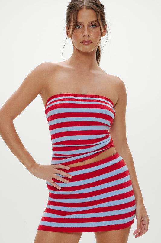 Product-Hover--Marialla Knit Mini Skort - Blue Raspberry