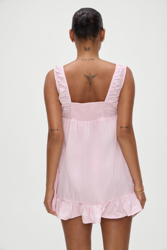 Product-Hover--Marilyn Poplin Mini Dress in Pink Stripe