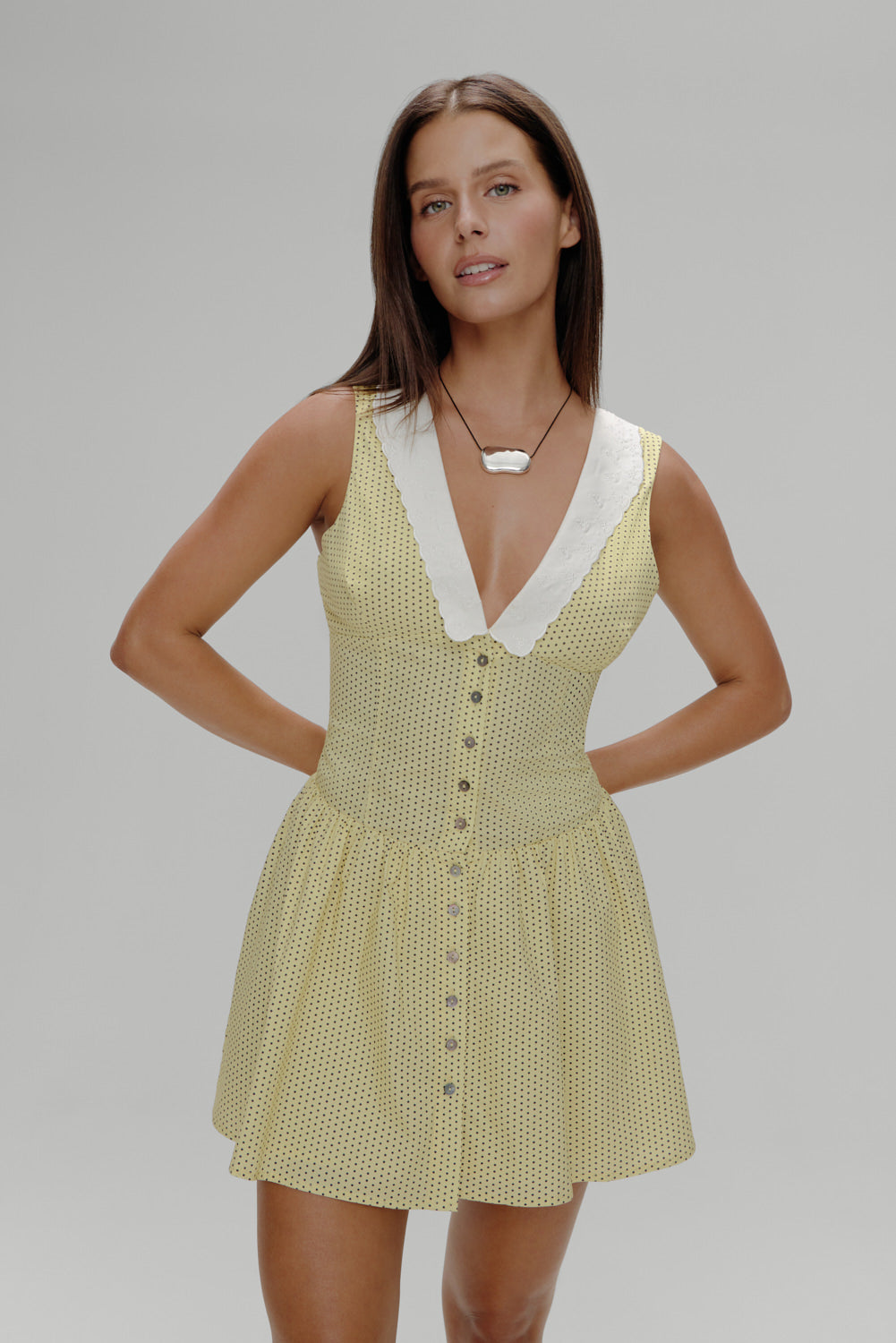 Marley Cotton Mini Dress  Lemon Dot