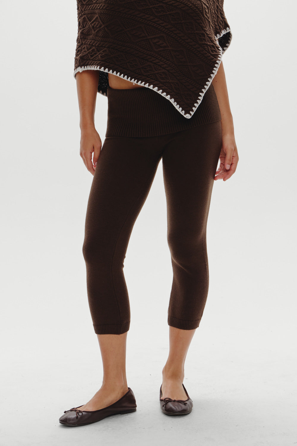 Milo Knit Capri Pants  Chocolate Brown