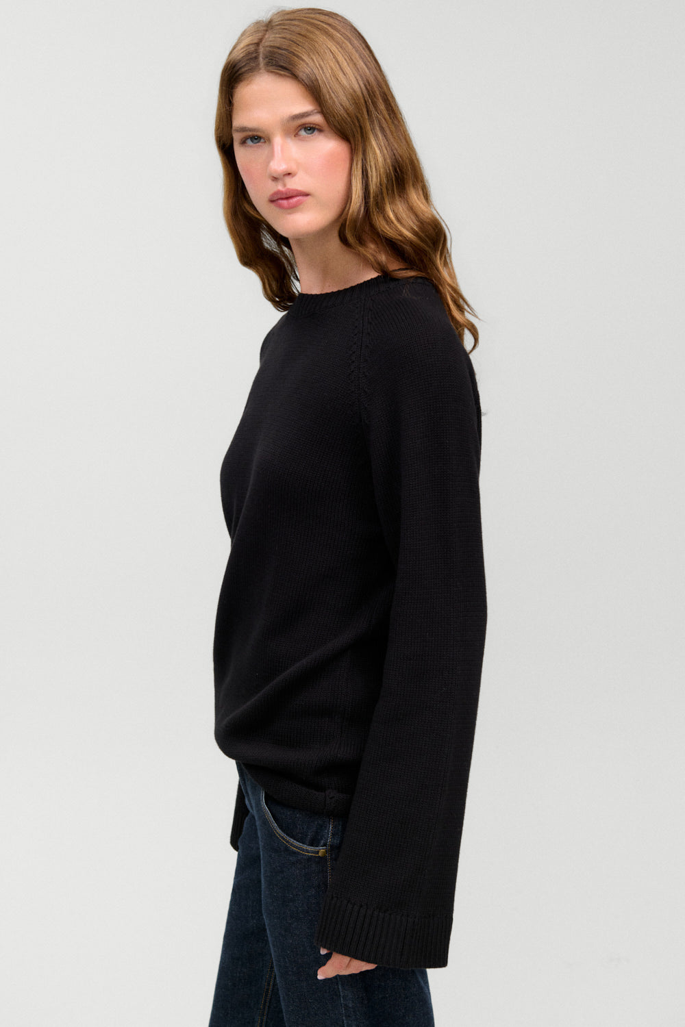 Morning Pages Cotton Oversized Sweater  Black