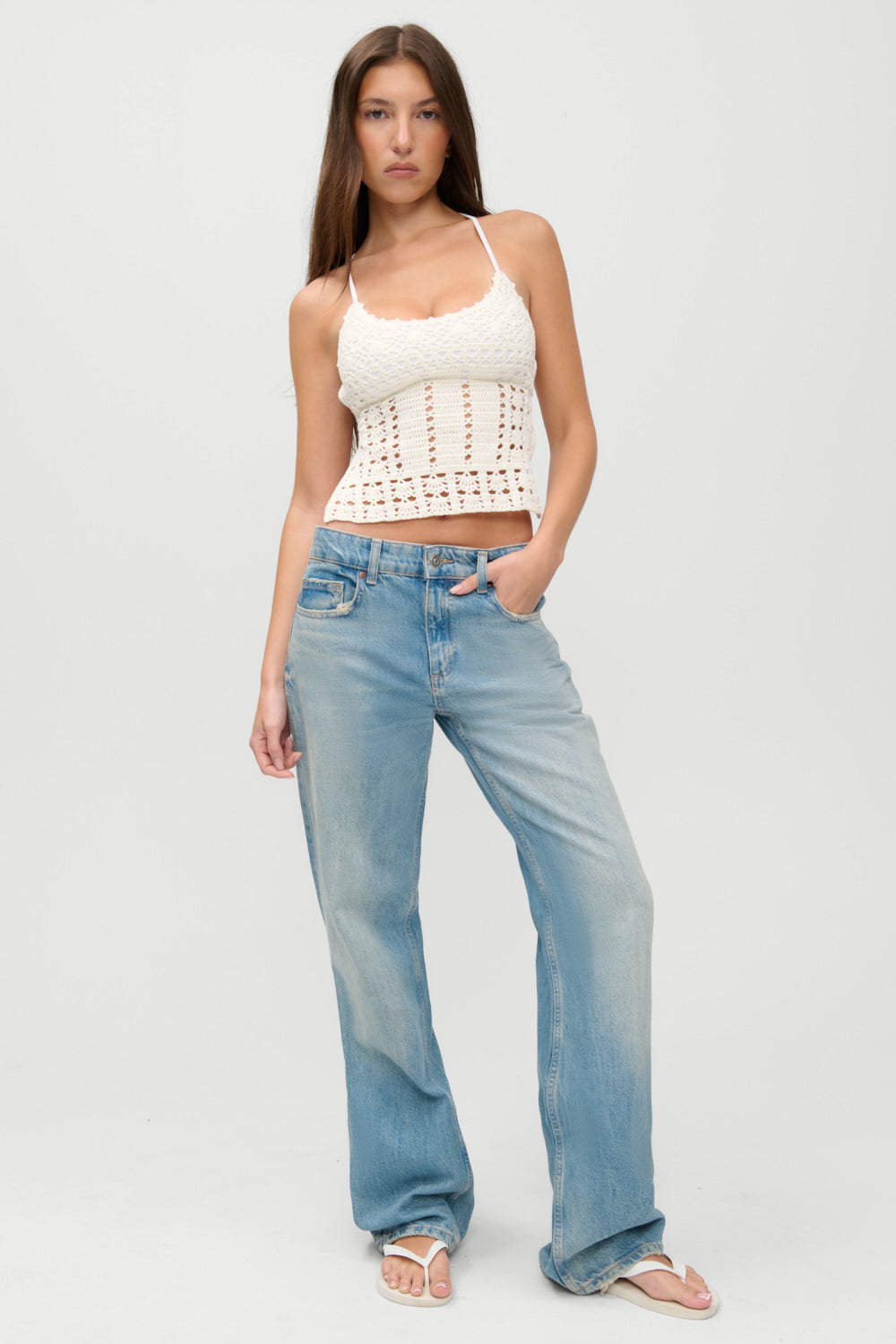 x JENNIE Nari Crochet Tankini  Ivory Crochet