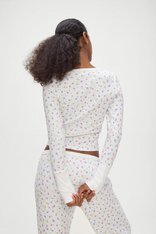 Product-Hover--Nate Long Sleeve Shirt in Floral White Picnic Blanket Print