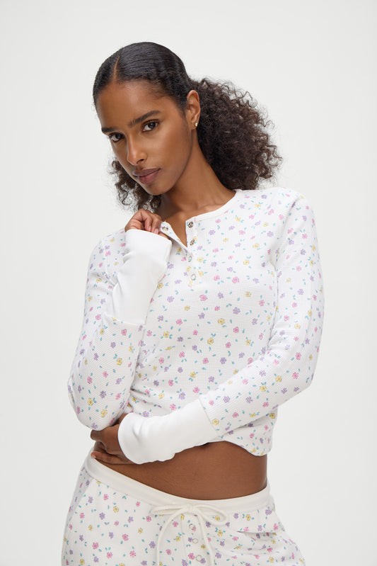 Product--Nate Long Sleeve Shirt in Floral White Picnic Blanket Print