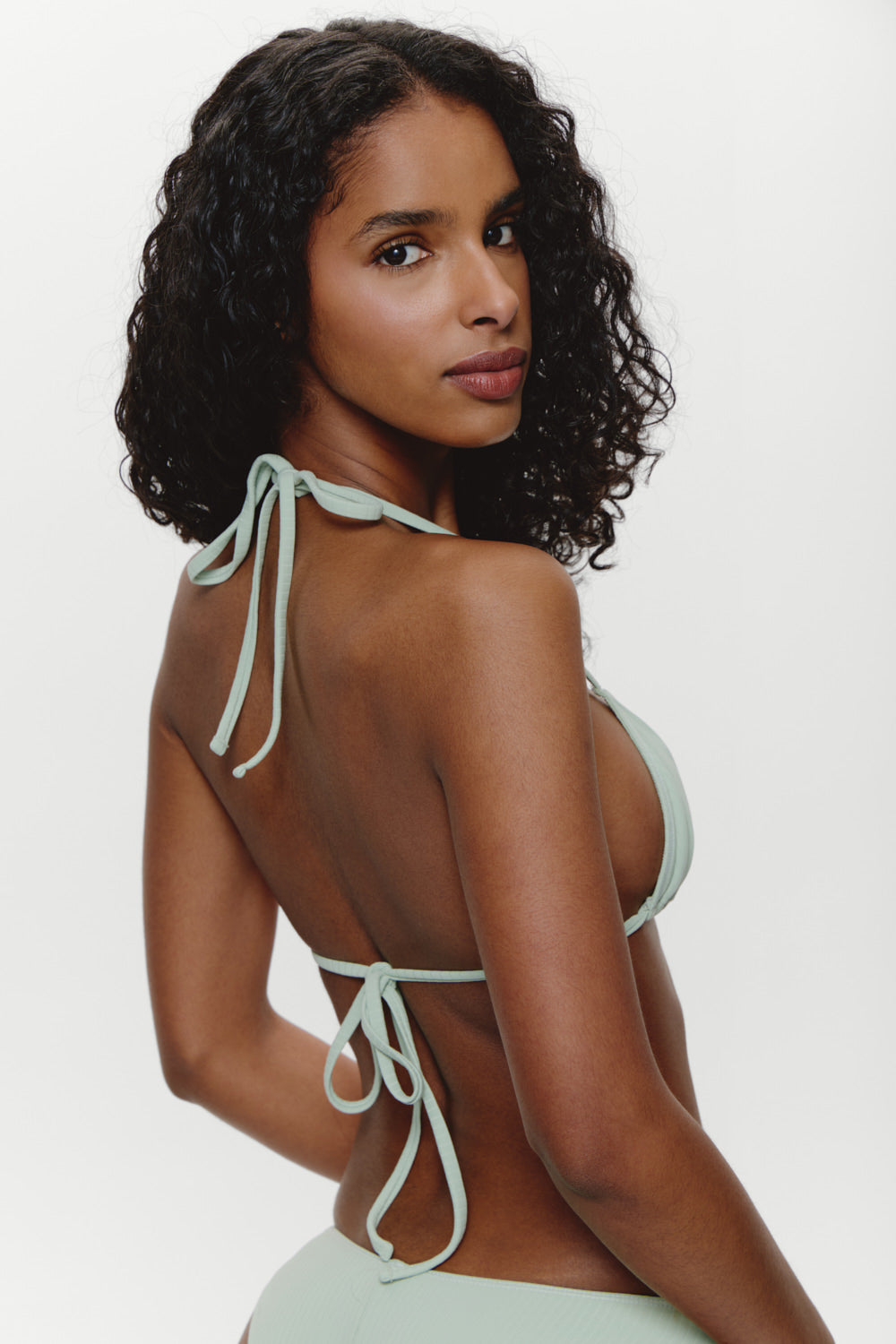 Nick Triangle Halter Bikini Top  Minty