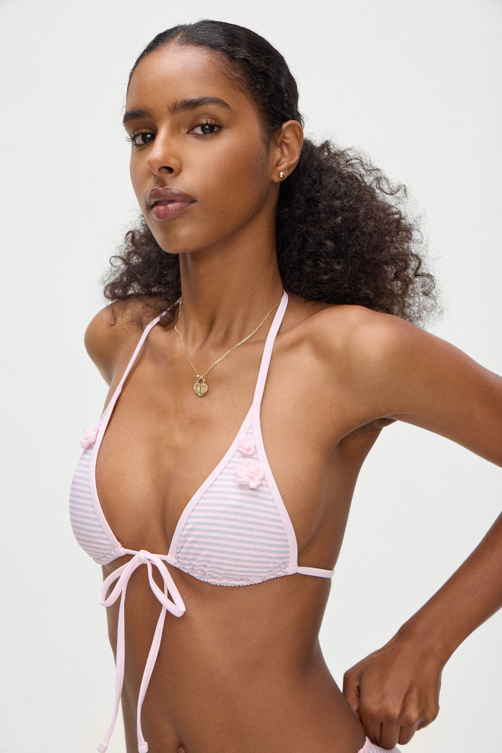 Paradise Micro Halter Bikini Top  Rosewater Stripe