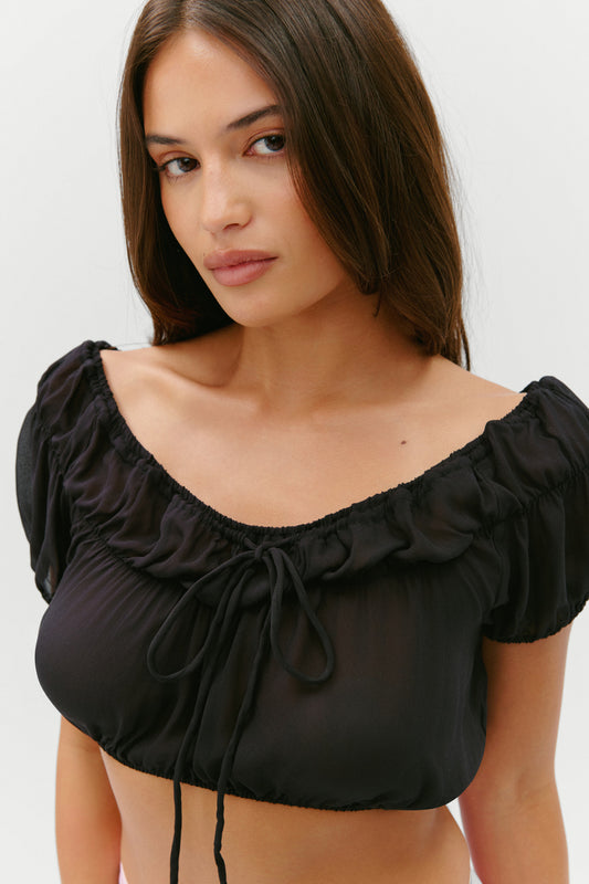 Product--Paulina Cropped Blouse - Black