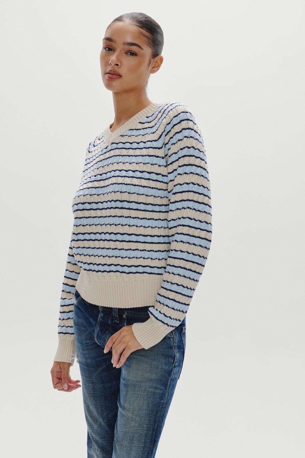 Piper Cotton Knit Sweater  Lighthouse