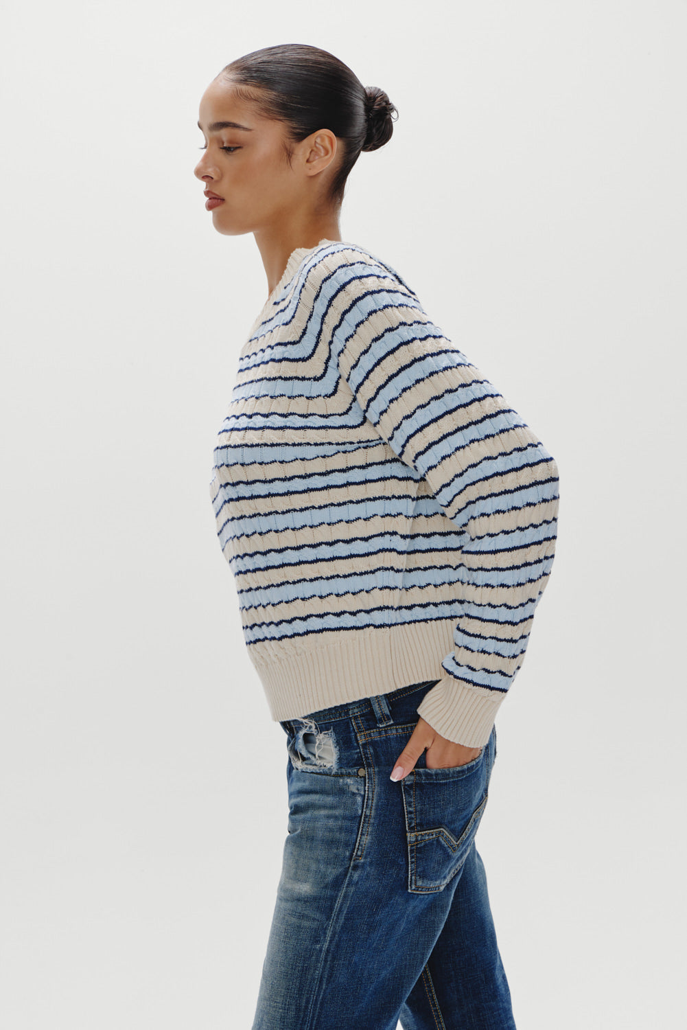 Piper Cotton Knit Sweater  Lighthouse