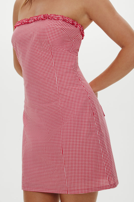 Product--Poppy Strapless Cotton Mini Dress - Picnic Basket