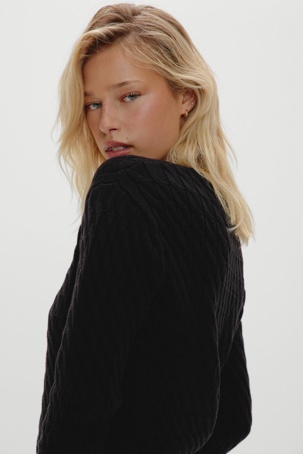 Prince Cable Knit Sweater  Black