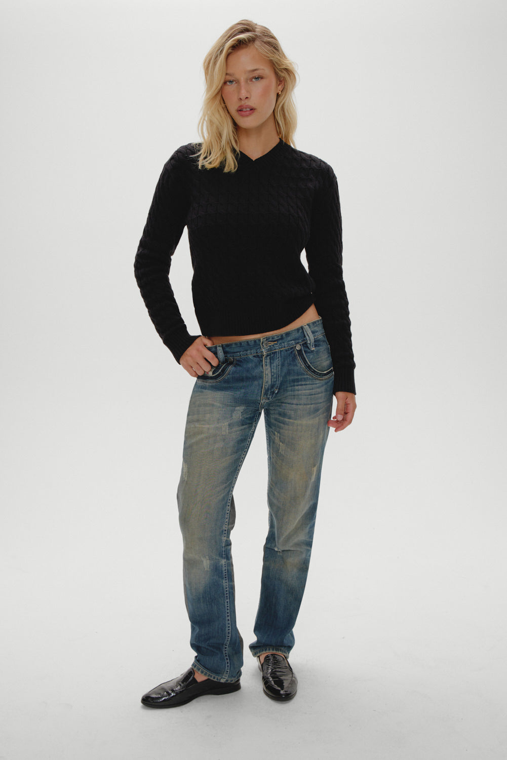 Prince Cable Knit Sweater  Black