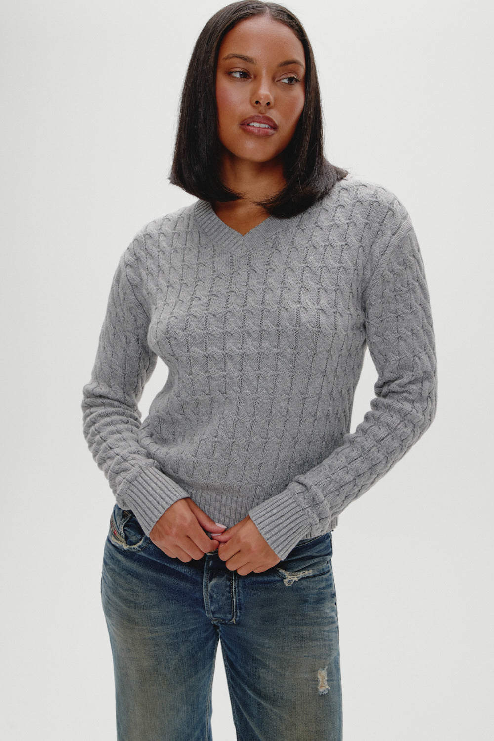 Prince Cable Knit Sweater  Cloud Cover