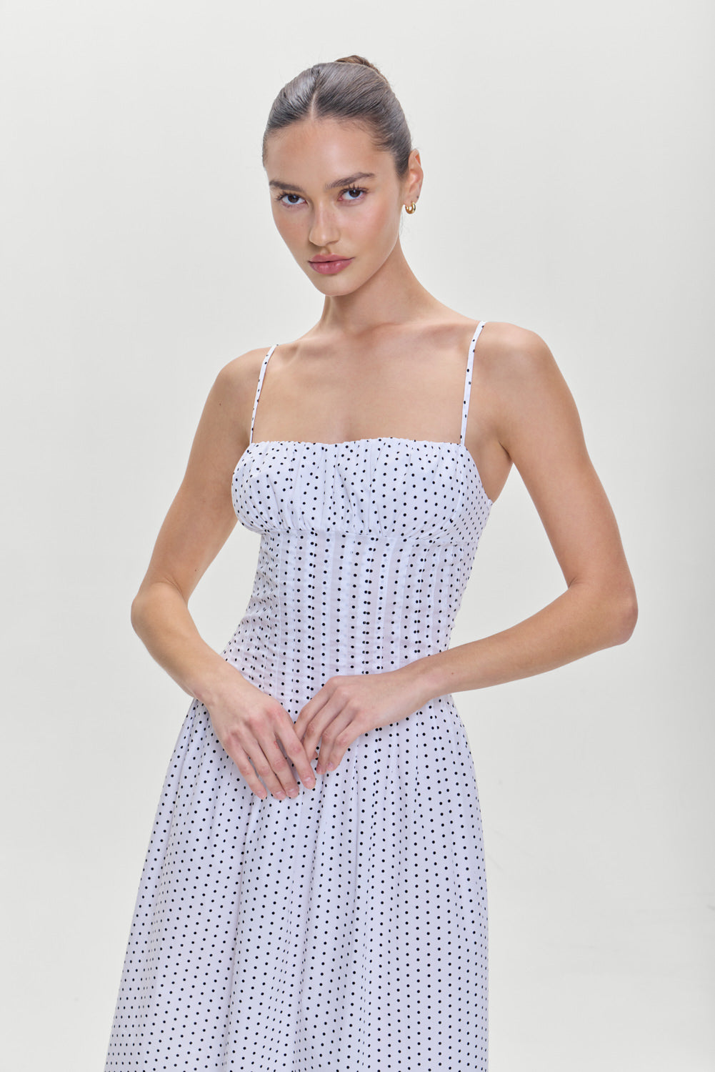 Reign Polka Dot Maxi Dress  White Polka Dot