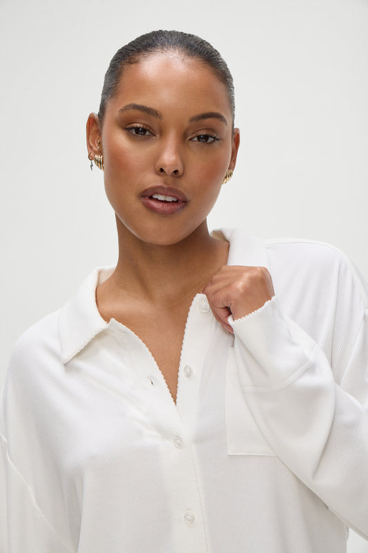 Product-Hover--Rory Modal Rib Sleep Shirt in Seashell Cream