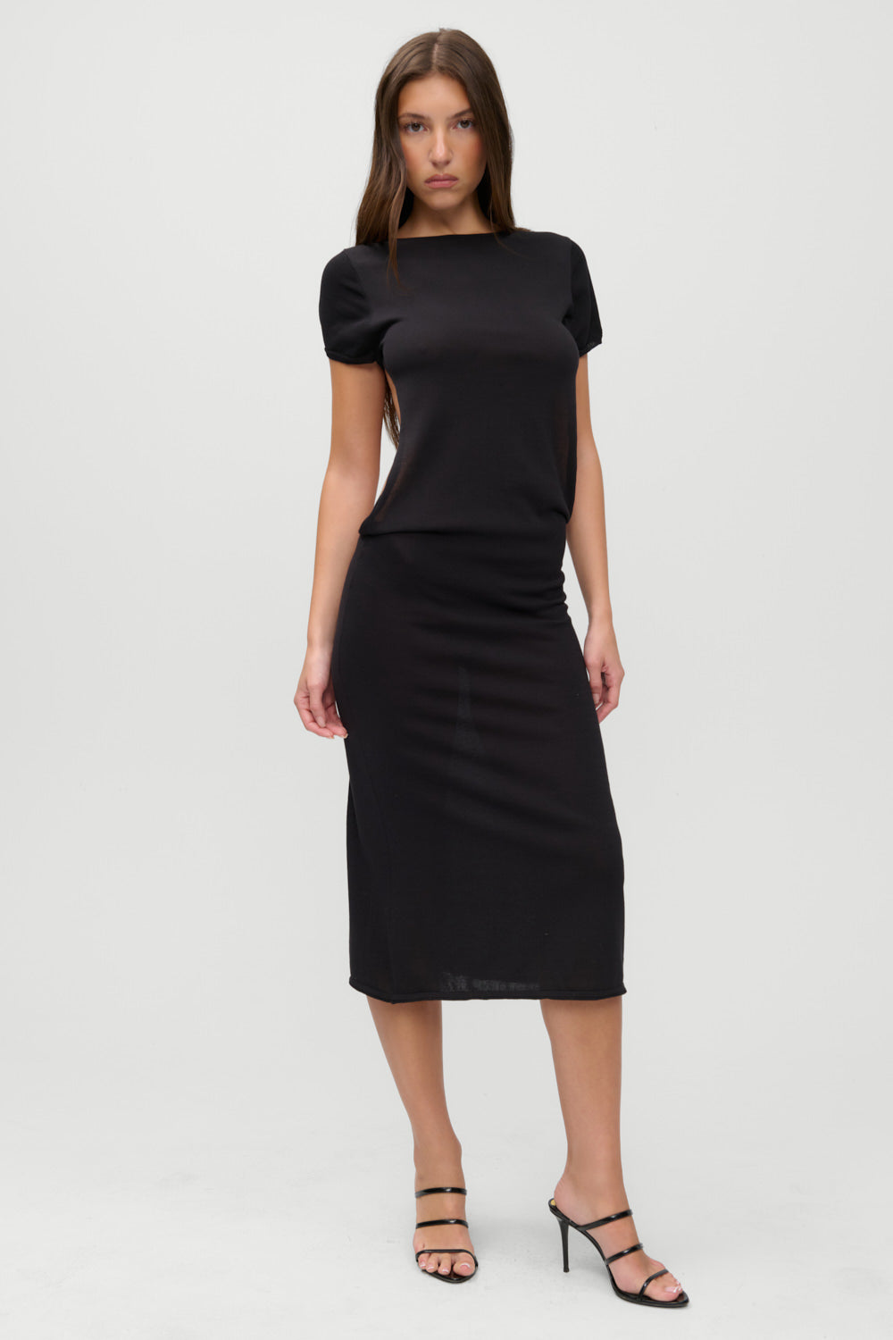 x JENNIE Rosalie Knit Midi Dress  Black