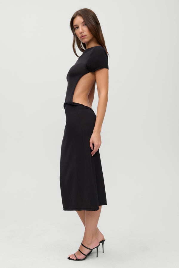 X j e n n i e rosalie knit midi dress -  black