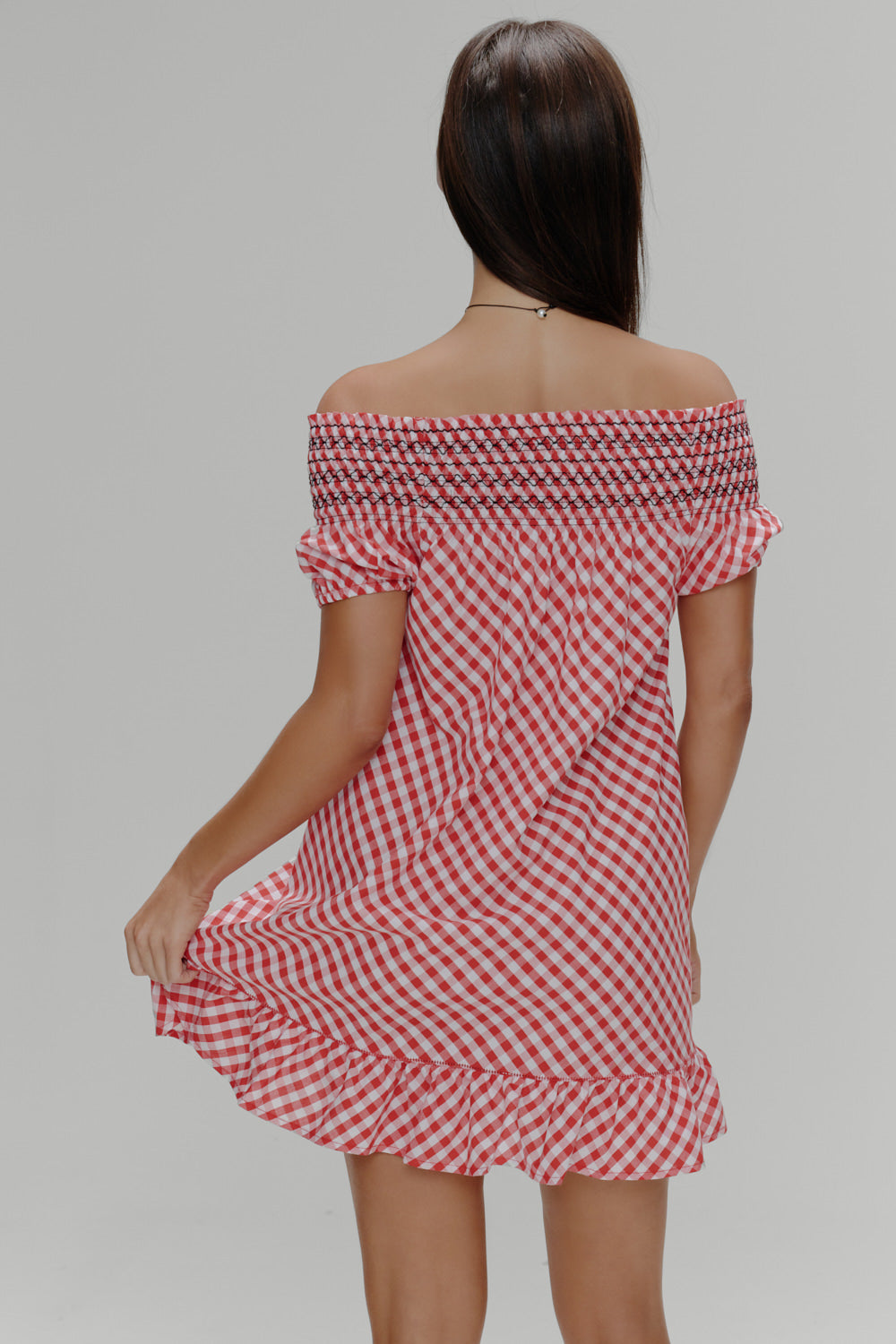 Ruby Gingham Babydoll Dress  Cherry Picnic