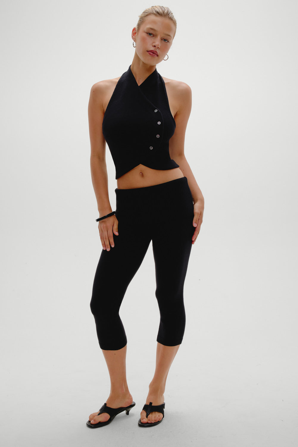 Ryder Knit Halter Top  Black