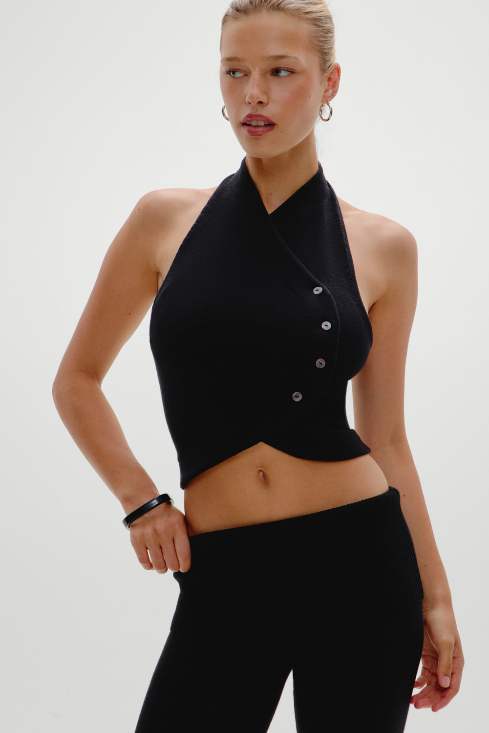 Ryder Knit Halter Top  Black