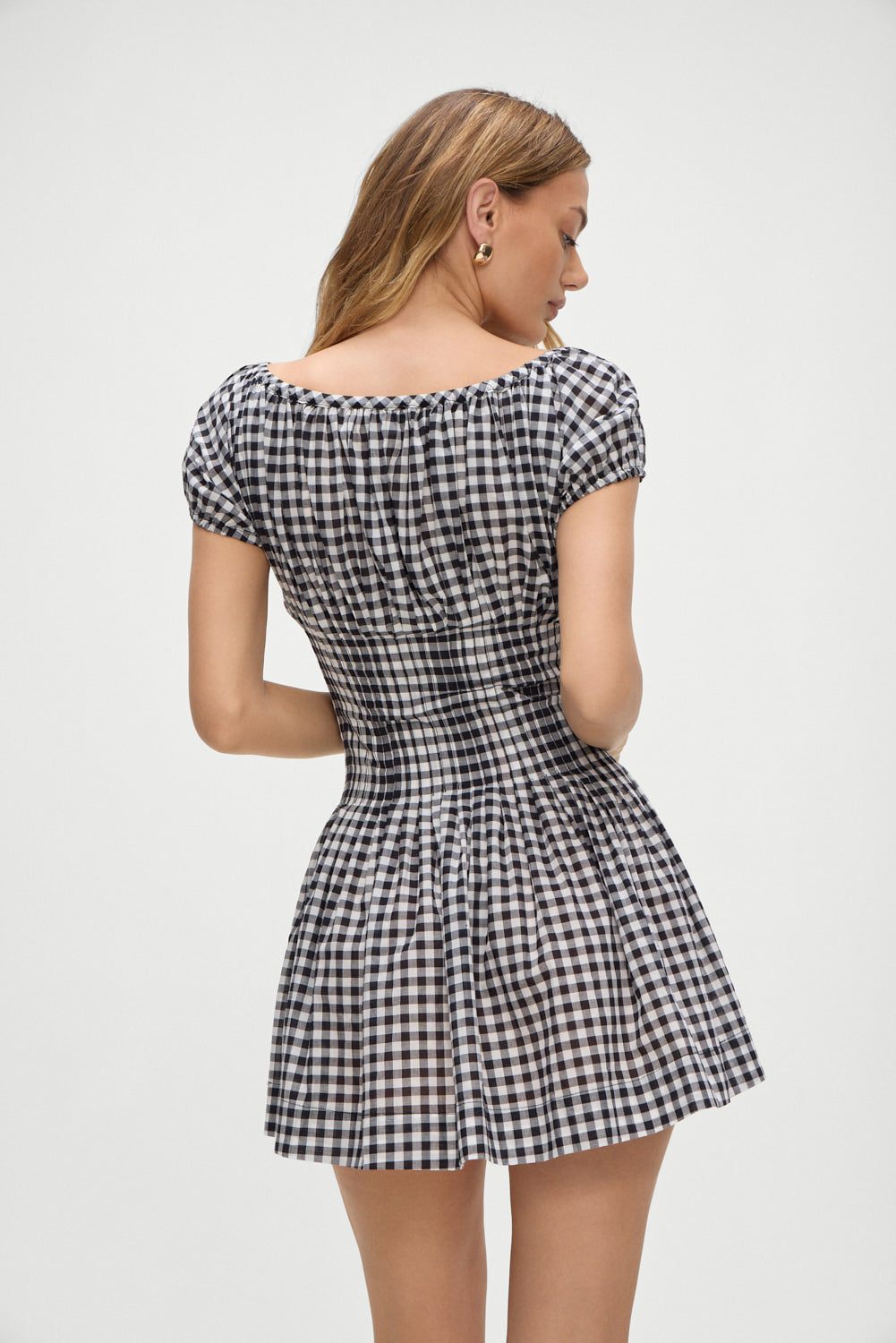 Sadie Gingham Mini Dress  Black Gingham