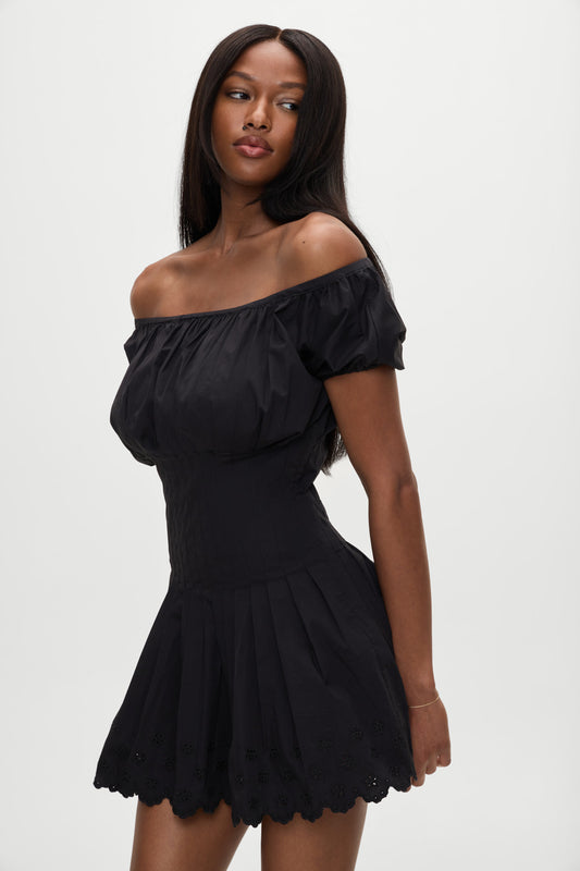 Product--Sadie Embroidered Mini Dress Black