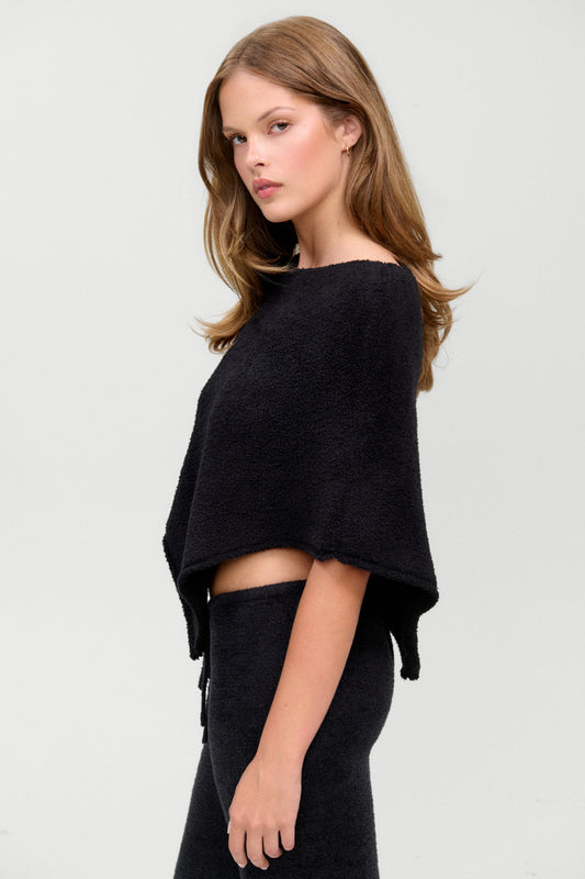 Product-Hover--x Barefoot Dreams Scout Knit Poncho - Black
