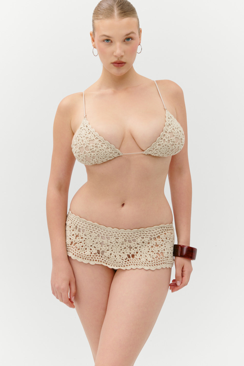 Shelly Crochet Shine Swim Skirt  Birthday Suit