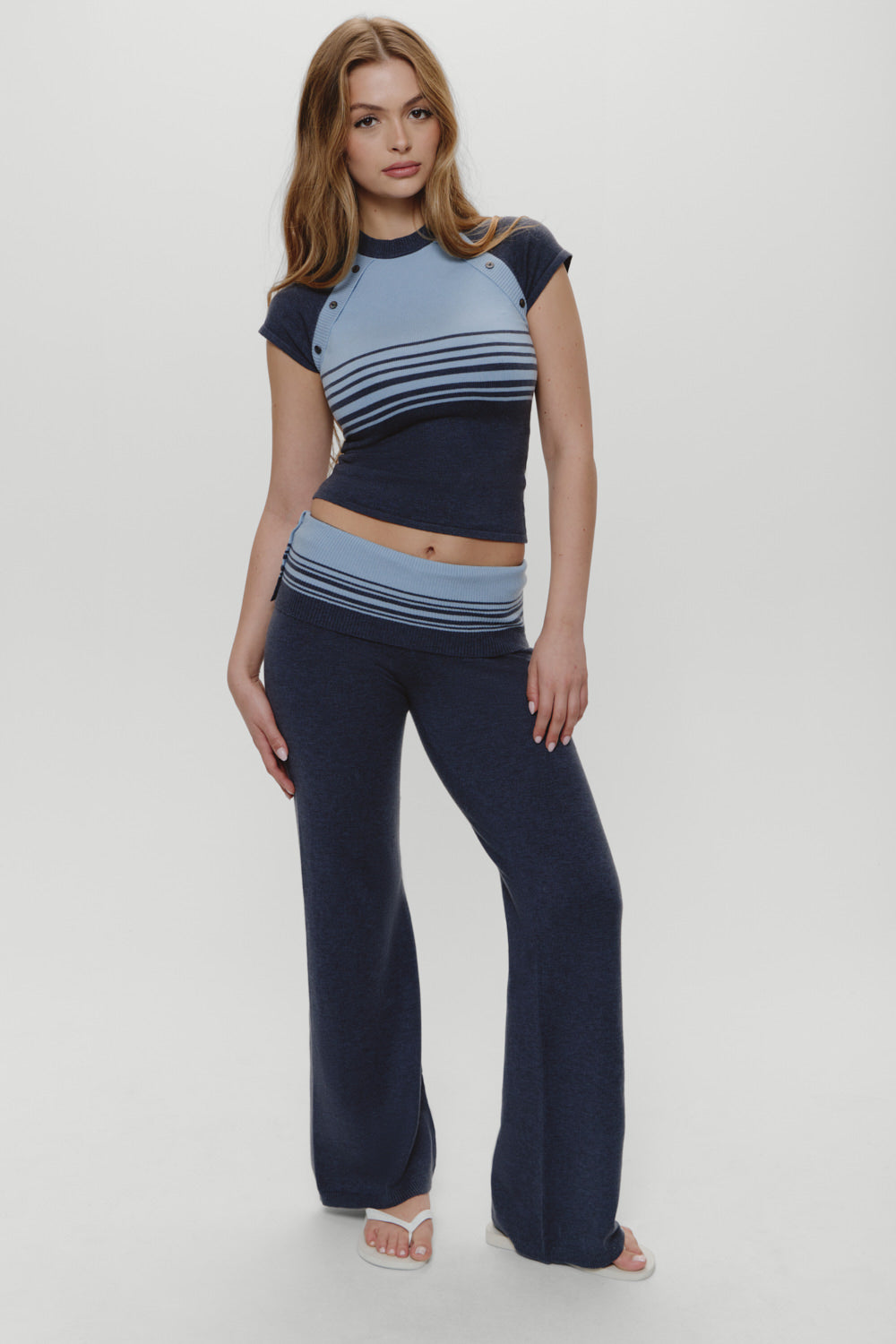 Shore Low Rise Knit Pants  Stone Stripe