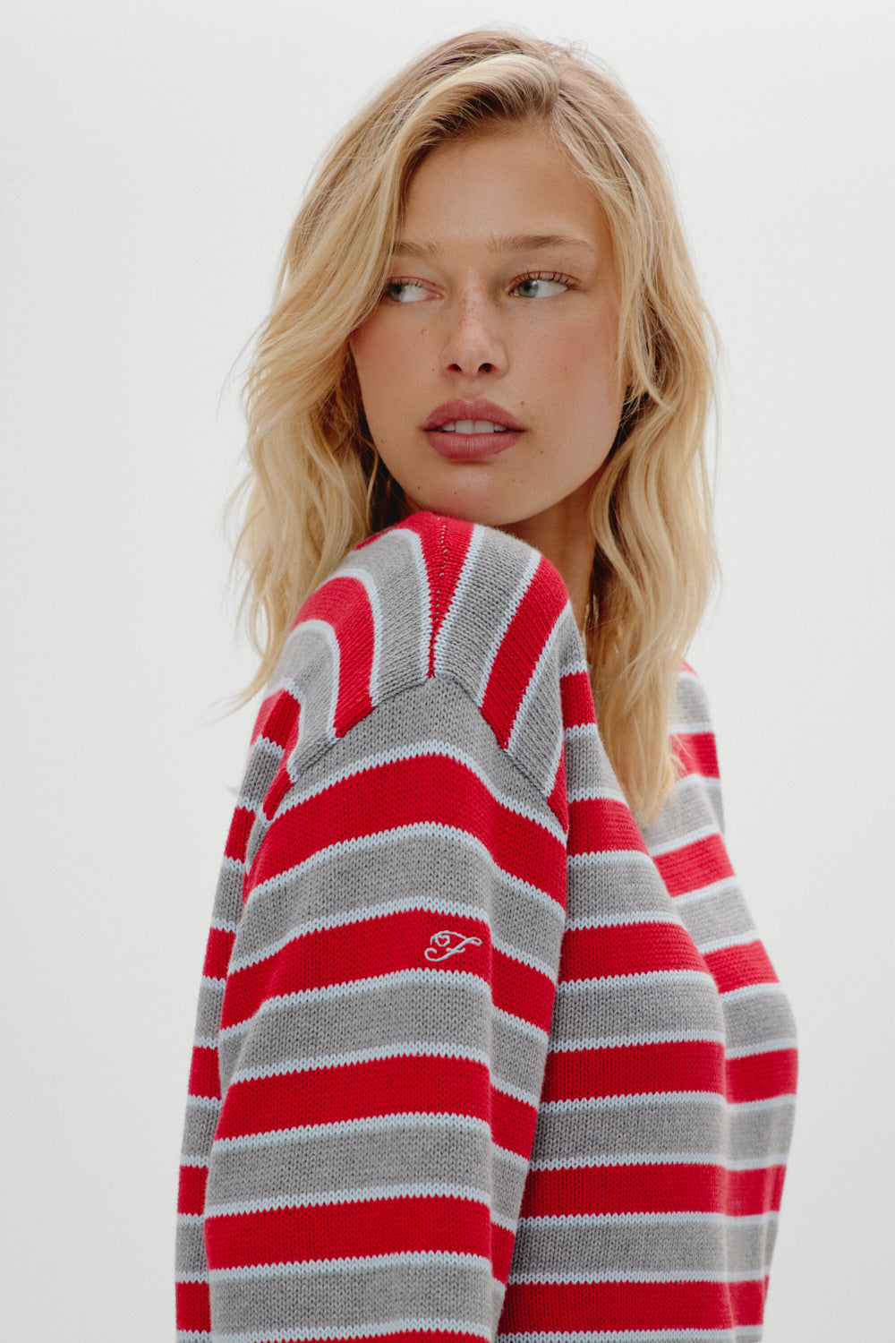 Sloane Oversized Knit Sweater  Cloud Cover Stripe