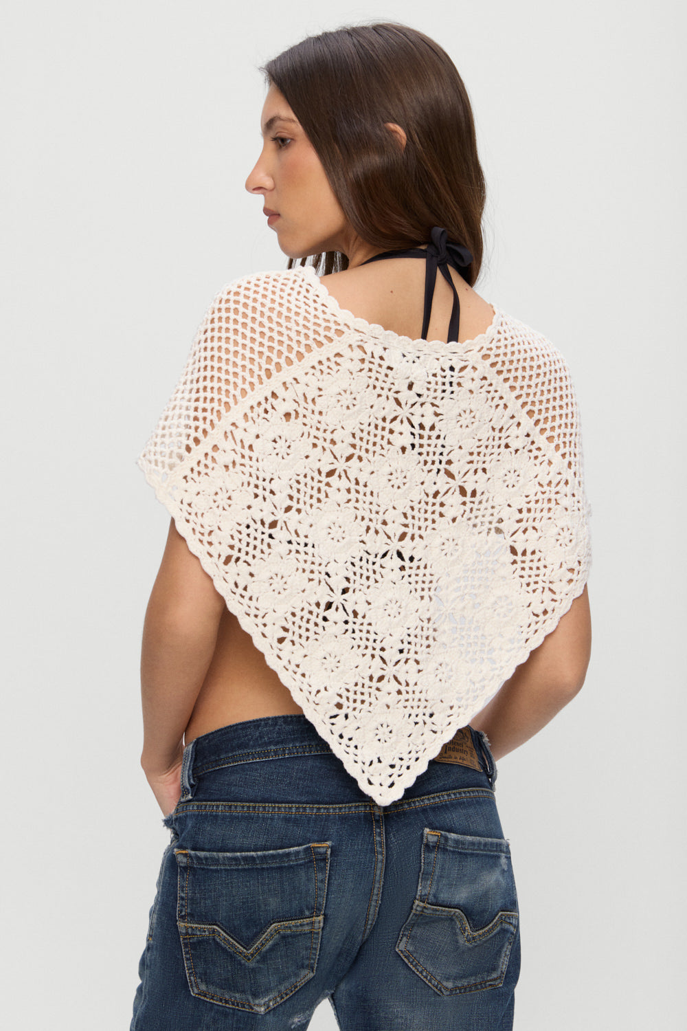 Sophie Crochet Poncho  Soft Sand