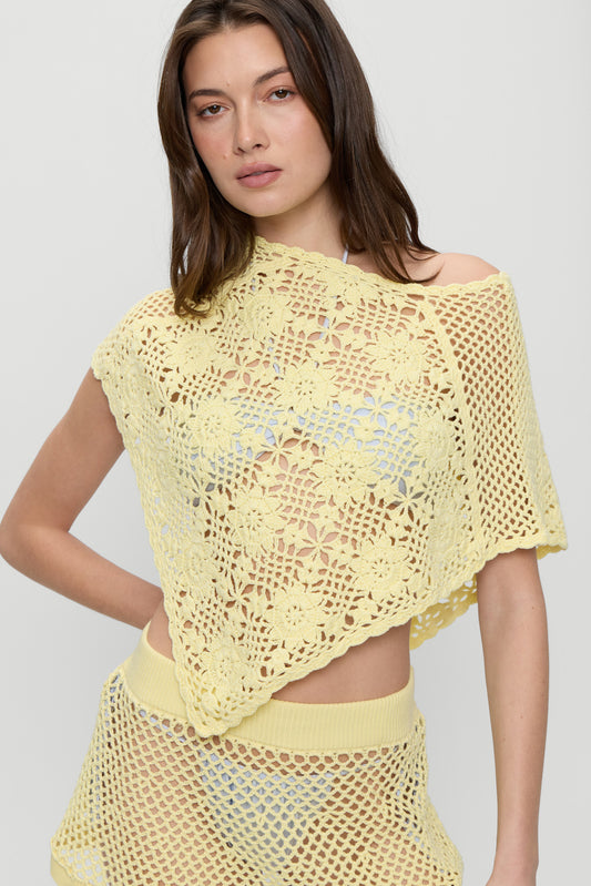 Product--Sophie Crochet Poncho - Whipped Butter