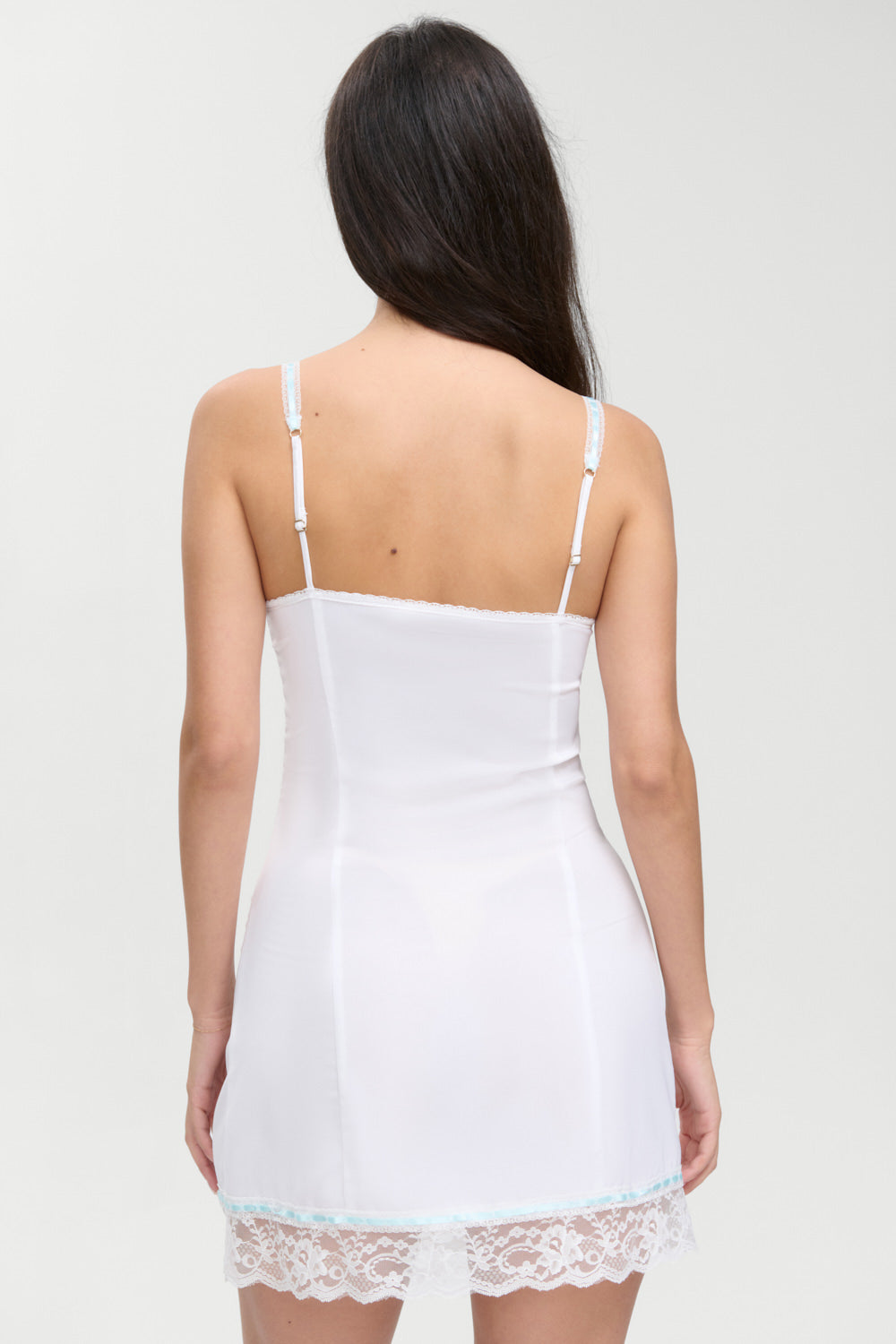 Summer Sonnet Satin Mini Dress  Optic White