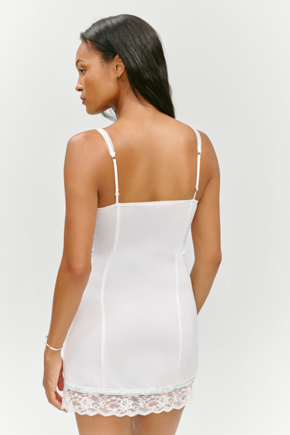 Summer Sonnet Satin Mini Dress  Optic White