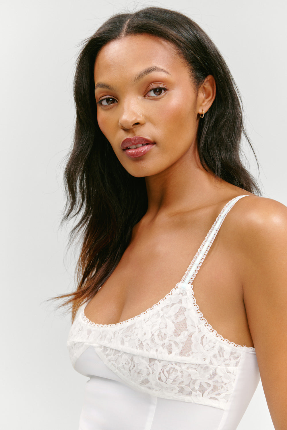 Summer Sonnet Satin Mini Dress  Optic White