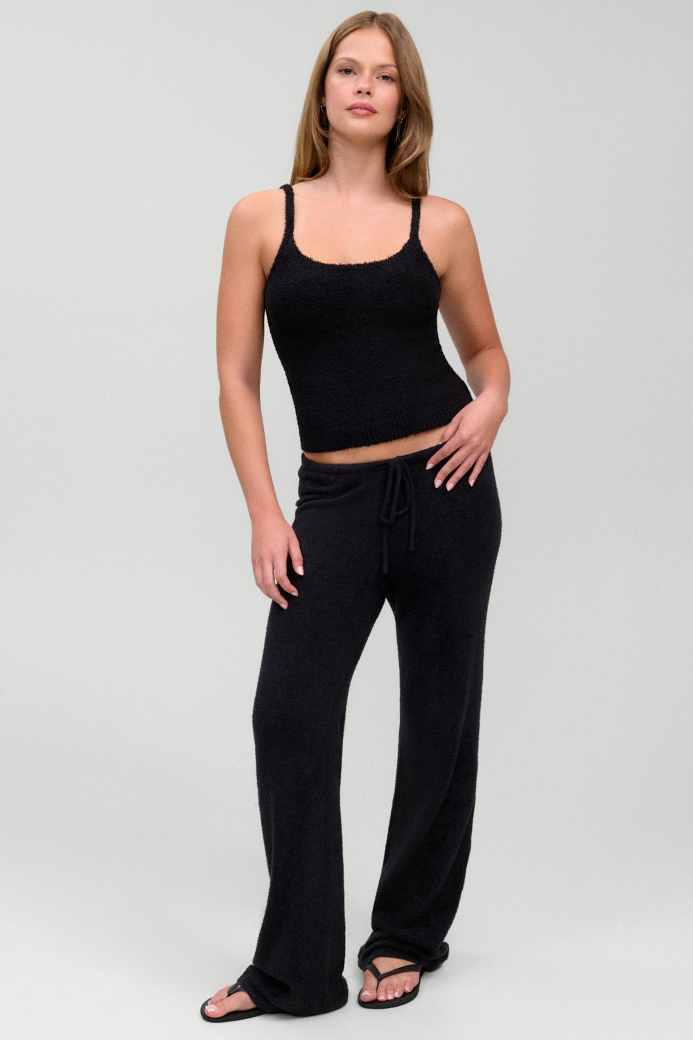 x Barefoot Dreams Sunrise Knit Tank Top  Black