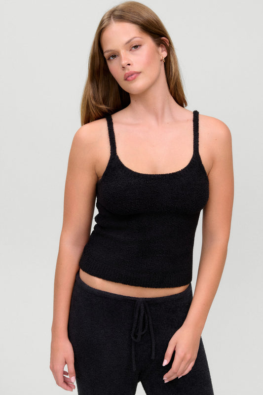 Product-Hover--x Barefoot Dreams Sunrise Knit Tank Top - Black