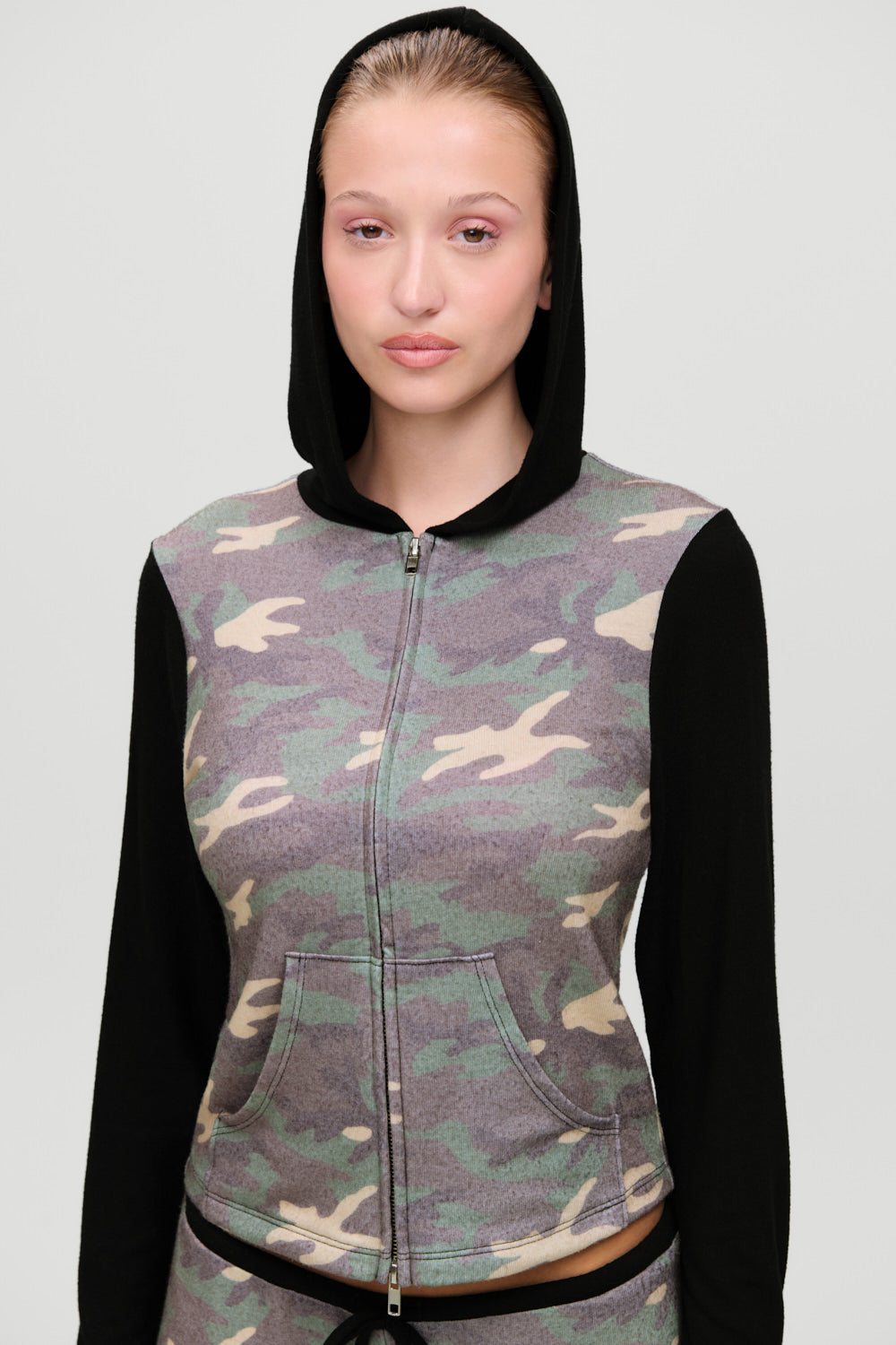 Tanner Jersey Zip Up Hoodie  Faded Camo