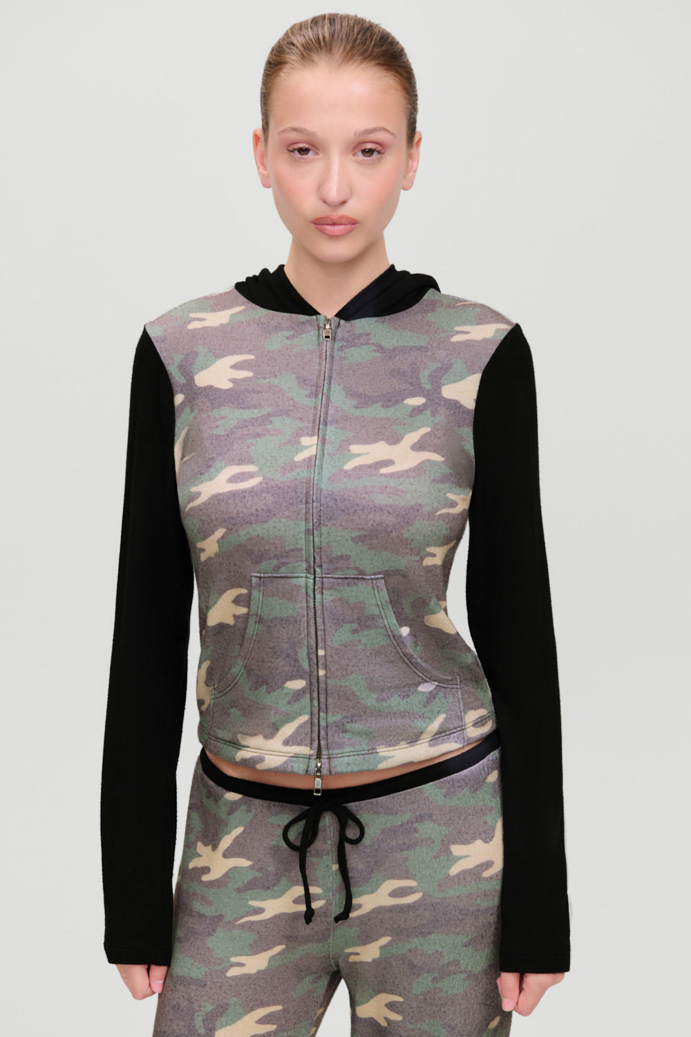 Tanner Jersey Zip Up Hoodie  Faded Camo