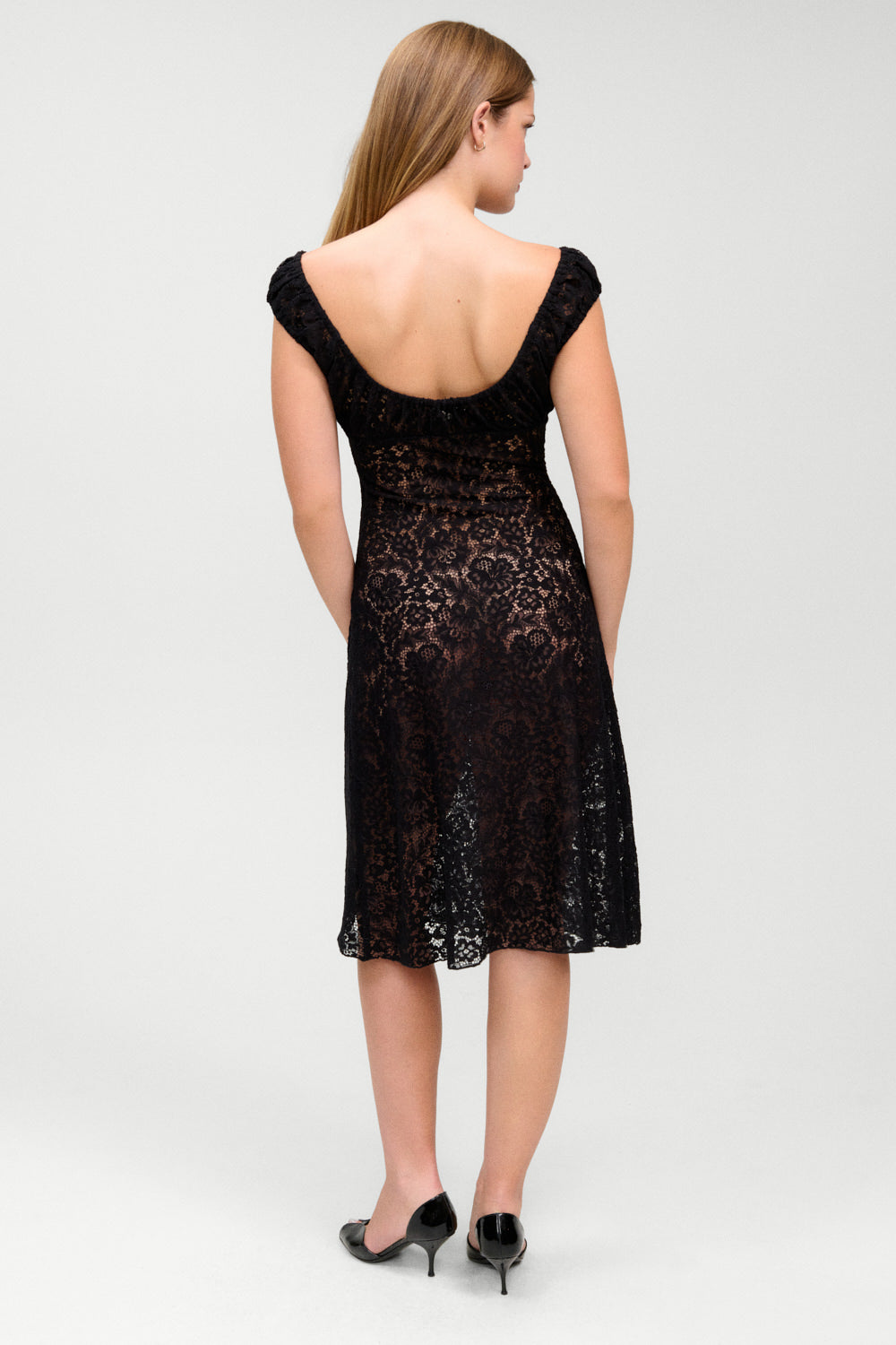Tea Time Lace Midi Dress  Black