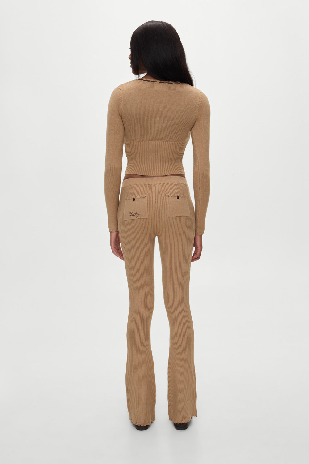 x BELLA HADID Texas Knit Pants  Caramel