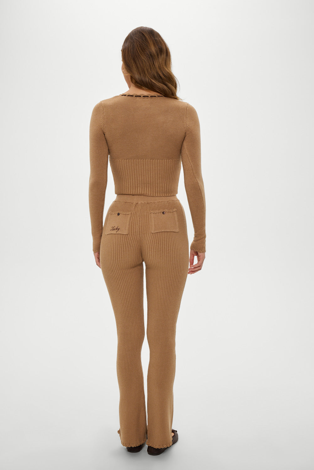 x BELLA HADID Texas Knit Pants  Caramel